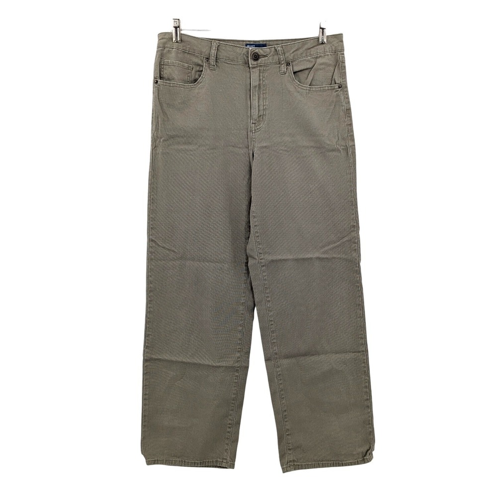 Wide Leg Jeans Olive Green Stretch Denim High Rise Casual Pants Size‎ 13